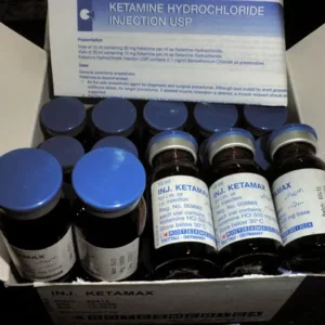 BUY LIQUID KETAMINE Hydrochloride Injection USP: "Vial of Liquid Ketamine Hydrochloride Injection USP, a clear, colorless to slightly yellow sterile solution used for anesthesia, sedation, and pain management. The vial is marked with dosage information and complies with USP standards for quality and purity. It is administered by healthcare professionals either intravenously or intramuscularly, and requires a prescription.